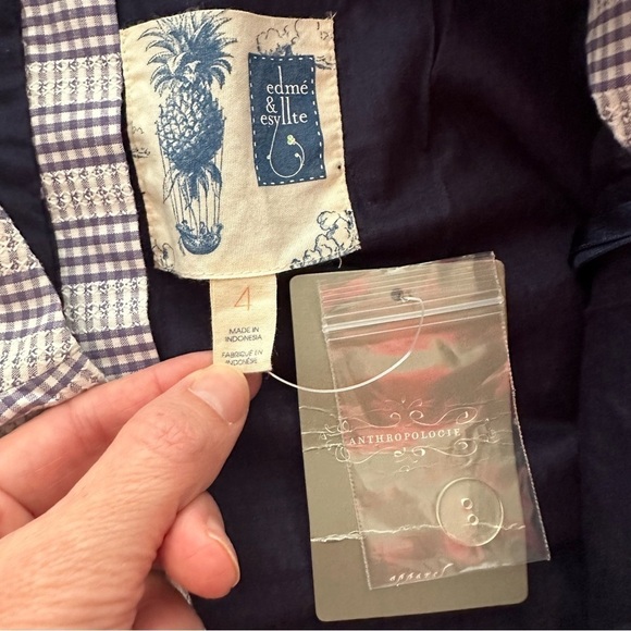 NEW Anthropolgie Edme & Esyllte Skirt Women's‎ 4 Cotton Gingham Pencil Lined - Picture 7 of 7